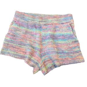 Show Me Your Mumu Womens Knit Space Dye Multi Color Pastel Boho Shorts Large NEW